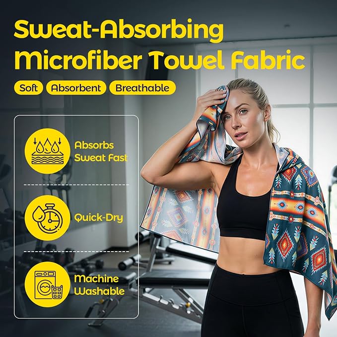 Car Seat Towel Cover, Full-Sized, Sweat Absorbing Towel for Gym - Aztec | Washable quick-dry towel cover protects front seats from sweat and water after gym, workout, running, beach and swimming - Image 5