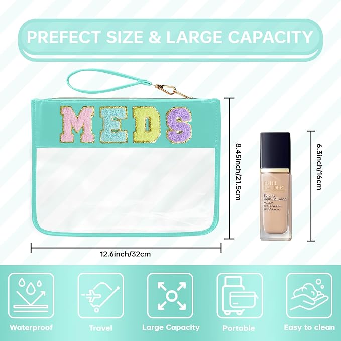 Siwara Snack Bags Clear Pouch Travel Makeup Bag Chenille Letter Bags for Zipper Pouch Clear Cosmetic Bag Clearly Tote Bag Makeup Travel Bags for Women - Image 2
