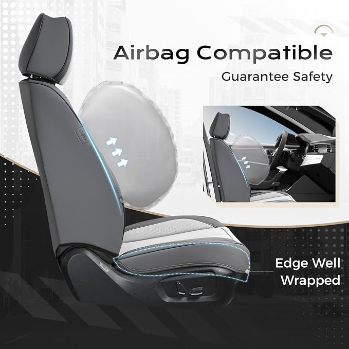 Coverado Car Seat Covers, Seat Covers for Cars, Waterproof Leather Auto Seat Protectors, Leather Car Seat Cushion, Car Interiors Accessories Universal Fit for Most Cars - Image 5