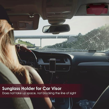 Magnetic Sunglass Holder for Car Visor, Leather Car Glasses Holder | Red Visor Accessories Eyeglasses Holder Glasses Storage Case - Image 5