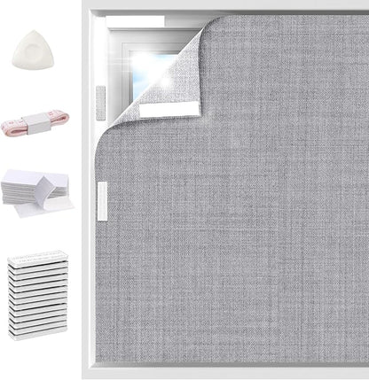 Linen 100% Blackout Curtain, Magnetic Window Cover, 59x78Inch | Portable and Removable for Travel, No-Drill Magnetic and Hook-and-Loop Mounting, Cut to Fit Bedroom, Nursery, and RV Windows by Arciveberg
