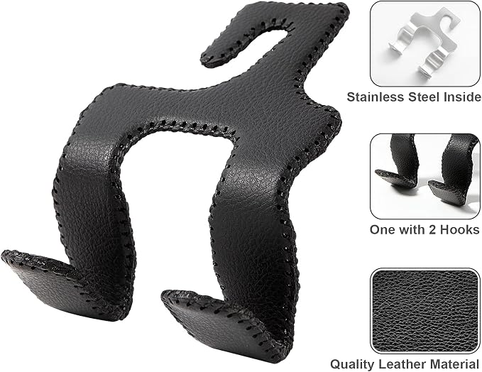 AMVOYOA 【2021 Upgraded】 Car Purse Hook, 2 in 1 Car Seat Headrest Hooks Durable Hanger Storage Holder Leather Organizer for Hanging Grocery Bags, 1 Pack, Beige - Image 6
