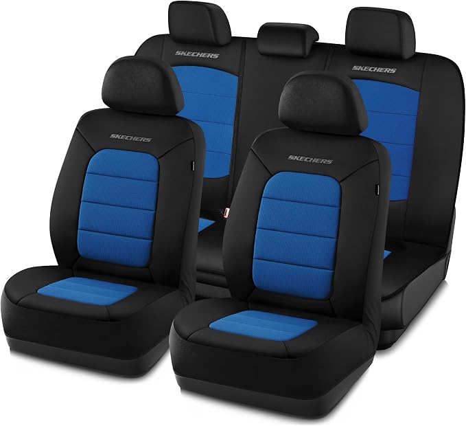 Skechers Memory FoamCar Seat Covers,Thick Cool Touch Fabric Seat Covers,Seat Cover Full Sets Airbag Compatible,Automotive Comfort Protection for Most Cars,Vans,Trucks,SUV,Blue by Unknown