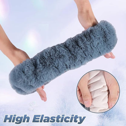 SEG Direct Furry Steering Wheel Cover Fluffy Fuzzy Gear Shift, Blue Gray | Gear Shift Cover, 2 PCS Set, Soft and Warm, Cute Fur Auto Car Decor, Standard Size 14.5- 15 inch for Women Men - Image 5