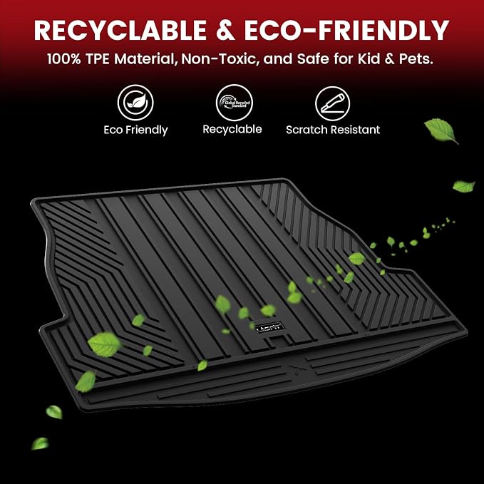 LASFIT Cargo Trunk Mat for Toyota RAV4 2019-2025 (Include Hybrid) | 100% TPE All Weather Rear Trunk Cargo Liner Custom Fit Waterproof RAV 4 Cargo Tray Automotive Accessories, Black - Image 5