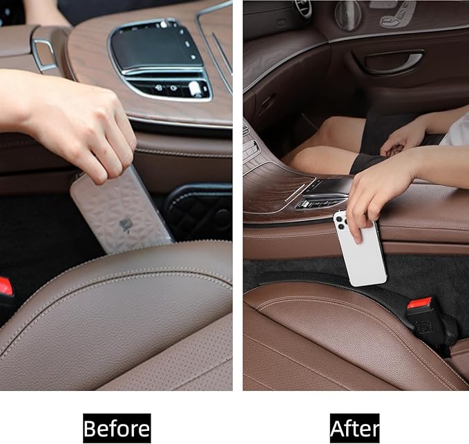 Hiseanllo Car Seat Gap Filler 2 Pack, Universal Fit PU Leather Car Seat Gap Plug to Fill The Gap Between Seat and Console, Car Seat Crevice Blocker Stop Things from Dropping - Image 2