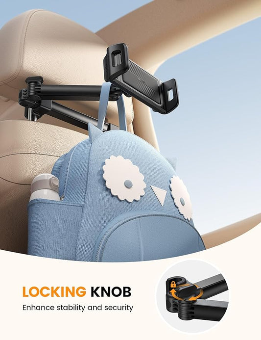 Lamicall Car Headrest Tablet Holder, Foldable Clip, Lockable | Tablet Mount for Car Backseat, Car Accessories for Kids, for iPad Pro, Air, Mini, Galaxy Tab, Fire HD, 5.4-13" Tablets - Image 2