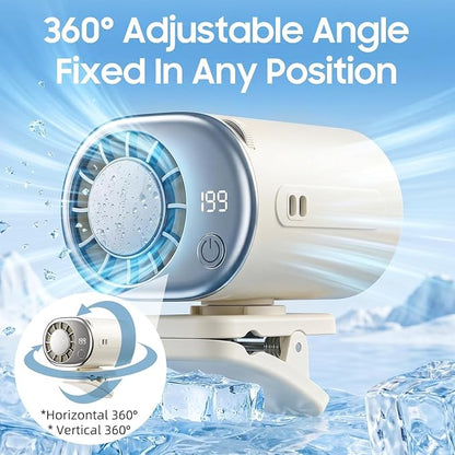Car Clip on Air Conditioner Fan with Led Display,Portable Mini Cooling System Fans for Car,360°Rotation & 3-Speeds Bladeless Clip on Fan,USB Rechargeable Personal Fan for Cars,Work,Camping (Black) - Image 5