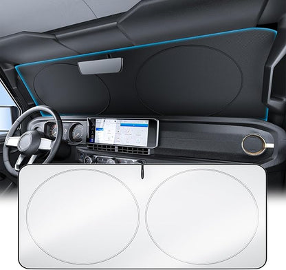 Wigoo Windshield Sunshade X-Small(59"x21") | Better Coverage with Adjustable Center, 100% Light Blocking, Cooling Tech Durable Fabric, Includes Storage Bag, Odor-free by wigoo