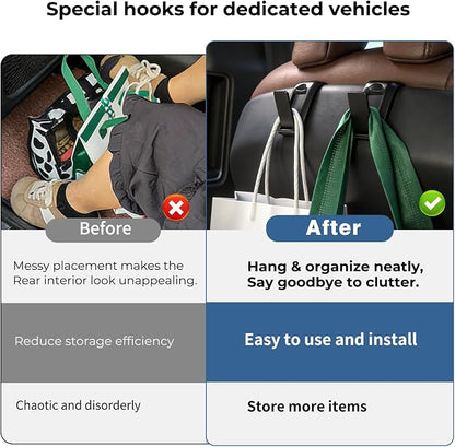 2 Packs Upgraded Foldable Car Seat Headrest Hidden Hooks for Volvo | for Volvo XC90 XC60 S90 S60 V90 V60 60/90 Series Accessories, Storage Organizer for Purse Bag Toy Bottle (Black) - Image 3