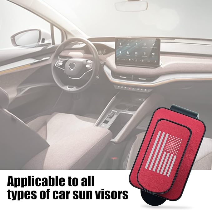 Sunglass Holder for Car Visor, Multi-Function Ticket Card Clip Upgrade Metal Flag Personality Modeling for Car SUV Truck, American Flag Ticket Card Glasses Clip(Black/Red) - Image 5