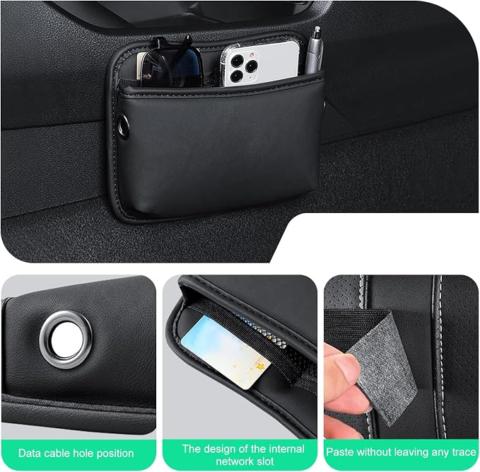 2 PCS Car Seat Side Storage Pockets, Multifunctional Console Side Organizer Bags, PU Leather Car Seat Side Pocket Pouchs, Universal for Most Cars - Image 3