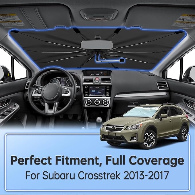 Windshield Sun Shade Umbrella for Subaru Crosstrek 2013-2017 Front Window | Foldable Car Sunshade, 360 Rotation Automotive Interior UV Protection for Outdoor Parking - Image 2