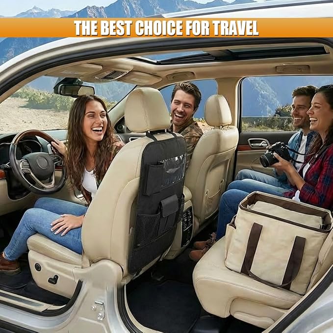Car Backseat Organizer, Oxford Cloth Car Seat Back Kick Mat Protector, Multifunctional Auto Interior Hanging Storage Pocket for Cars, SUVs(Without) - Image 6
