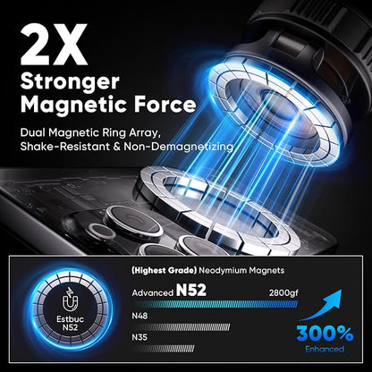 Car Phone Holder for Magsafe [80+LBS Max Suction & 2500gf Magnetic] | 360° Adjustable Car Phone Mount, Phone Holders for Your Car for iPhone 17 16 15 14 13 12 Pro Max Air Plus - Image 4