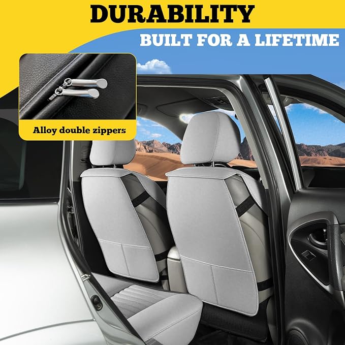 Car Seat Covers Full Set, Faux Nappa Leather, for Sedans and SUVs | Waterproof, Breathable and Airbag Compatible, Fits Most Bucket Seats, 5 Seats, Gray - Image 4