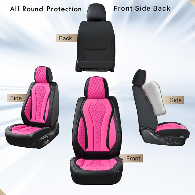 Coverado Automotive Seat Covers Front Seats, Seat Covers 2 Pack, Rose Car Seat Cover, Waterproof Auto Seat Covers, Car Seat Cushion, Front Car Seat Covers Leather Car Seat Protector Fit for Most Cars - Image 4