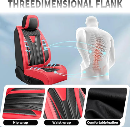 Fit Maxima Car Seat Covers Premium Leather for Nissan Maxima 2011-2025 2026. Waterproof， Breathable, Scratch-Resistant & All-Weather Seat Cushion Protector（2 Front Seats,Red&Black - Image 7