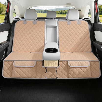 Bark Lover Dog Car Seat Cover for Back Seat,Armrest Compatible, Waterproof Backseat Protector, Nonslip Rear Seat Cover for Dogs & Kids, Universal Size Fits Cars Trucks SUVs (Beige) by BarkLover
