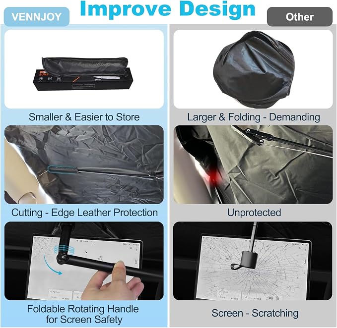 Windshield Sun Shade Umbrella Compatible with Toyota Tacoma 2016-2026, Upgraded Titanium Silver Sunshade with 360° Bendable Handle & Rearview Mirror Cutout, Reflective UV Heat Insulation - Image 6
