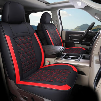 Coverado Seat Covers for Dodge Ram Full Set, Waterproof Truck Car Seat Cover Protectors Custom Fit for 2002-2026 Dodge RAM 1500 2500 3500 with Curved Bench(Red) by COVERADOAUTO