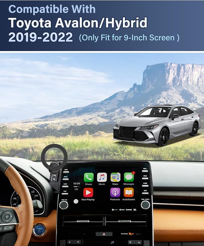 PZK Phone Holder for Toyota Avalon/Hybrid 2019-2022 Accessories 9'' Screen | Magsafe Magnetic Screen Car Phone Mount Fixed Clip Hands-Free 360° Rotation Not Affect Air Vent Phone Cradles Anti-Shake - Image 2