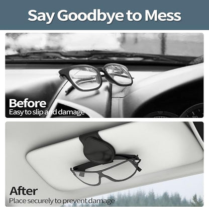 MoKo Sunglass Holder for Car, Magnetic PU Leather Visor Clip, 2 Pack | 2-Pack PU Leather Magnetic Glasses Mount Holder Eyeglasses Hanger Clip Visor Accessories for All Car Models, Black - Image 8