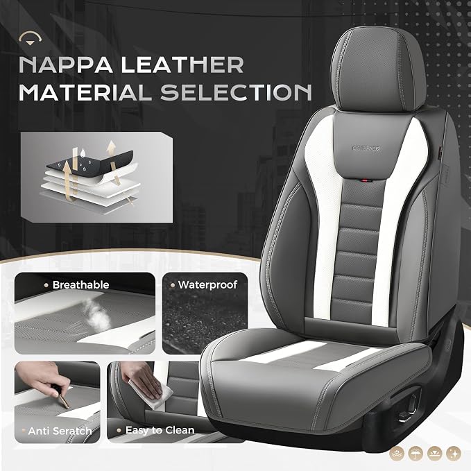 Coverado Car Seat Covers Full Set, Seat Covers for Cars, Front Seat Covers and Back Seat Cover Waterproof Leather Automotive Seat Cover, Universal Car Interior Protectors Cushion for Most Cars - Image 2