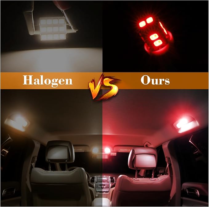 iFunyLED 24 Pieces Dome Light LED Car Interior Bulb Kit Set 194 T10 DE3175 578 31mm 42mm Bulbs Interior Replacement Lights for Car Map License Plate Door Side Marker Cornering Trunk Light - Red - Image 3