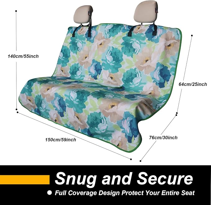 Back Seat Cover for Car Trucks Van SUV Jeep,Waterproof Rear Bench Towel Seat Covers for Dogs and Kids,Automotive Backseat Protector (Chrysanthemum) - Image 4