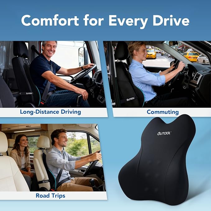 Patented Lumbar Support Pillow for Car, Truck Accessories Travel Essentials, Memory Foam Back Cushion for Driving Seat, Back Pain Relief,Washable Cover, Lower Back Support Fits Most Cars(Black) - Image 5