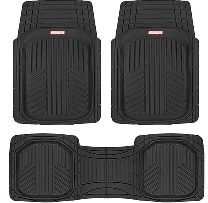 Motor Trend FlexToughXL Floor Mats for Cars Full Set, All-Weather Rubber Automotive Floor Mats, Waterproof Heavy Duty Car Mats, Flexible Floor Liners for Car Truck Van SUV, Car Floor Mats (Black) by MotorTrend