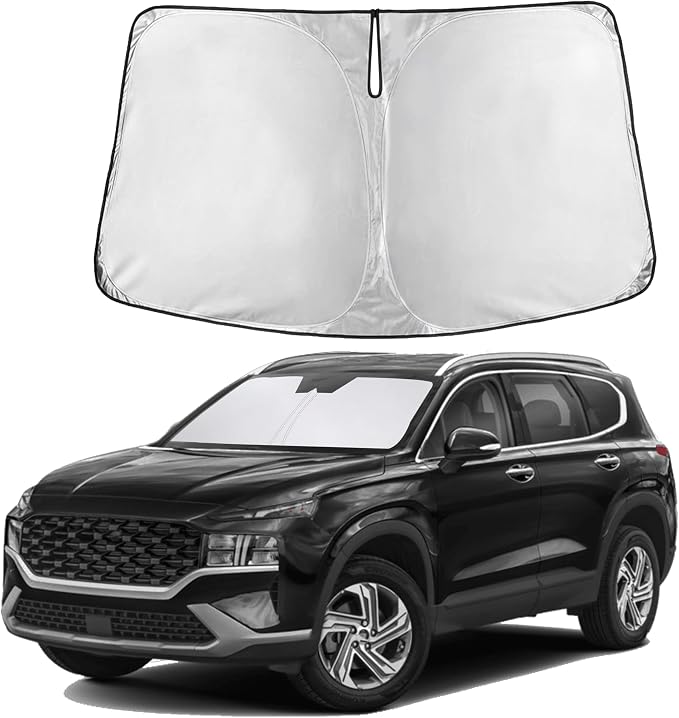 Autovir Windshield Sun Shade Fit for 2019-2021 2022 2023 Hyundai Santa Fe | Sunshade, Front Car Window Shades Sun Visor, Blocks UV Rays & Heat, Car Accessories by Autovir