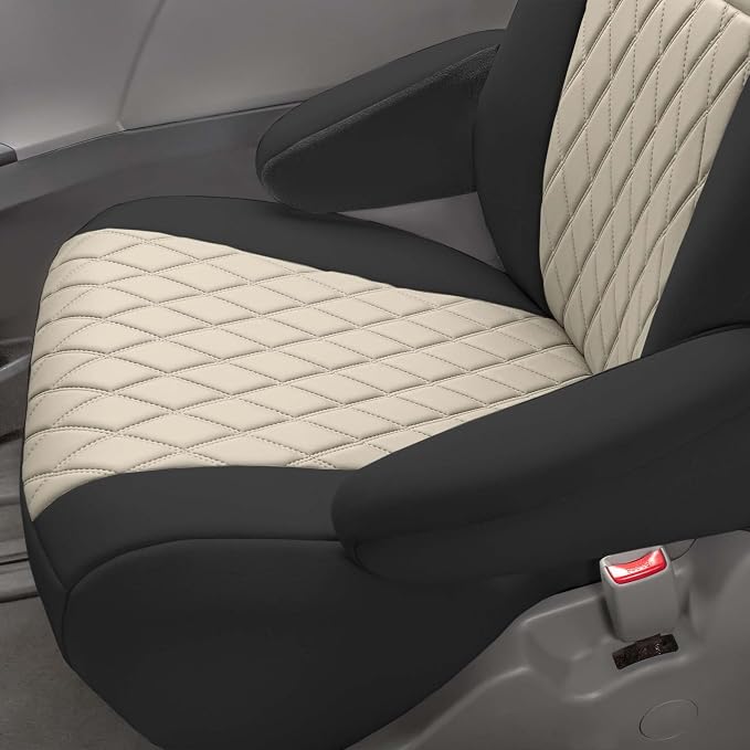 FH Group Custom Fit Car Seat Covers Specifically Made for 2011-2020 Toyota Sienna 7-8 Seater with Ultraflex Neoprene Water Resistant Automotive Seat Covers - Front Set Beige - Image 9