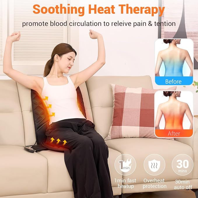 CARSHION 10 Vibrating Massage Nodes Back Massager Chair Pad for Pain Relief | Home Office Use - Image 6