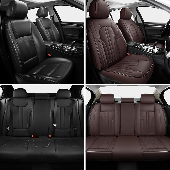 MINGBRON Car Seat Covers,Car Seat Protector Waterproof,Seat Covers Full Set, Car Seat Protectors,Automotive Seat Covers Fit for Most Cars Brown - Image 3