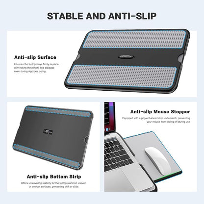 AboveTEK Portable Laptop Lap Desk w/Retractable Left/Right Mouse Pad Tray, Non-Slip Heat Shield Tablet Notebook Computer Stand Table w/Sturdy Stable Work Surface for Bed Sofa Couch or Travel - Image 7