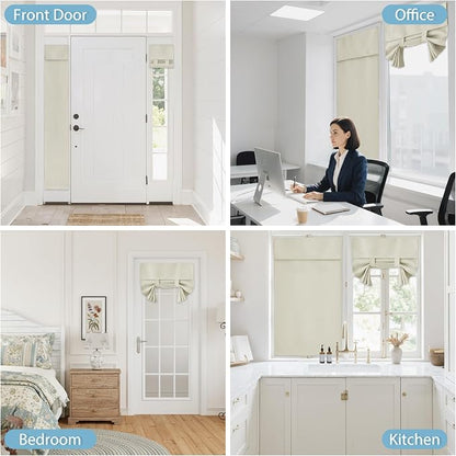 RYB HOME Blackout Door Curtain for Patio Front Tricia French Door Window | Thermal Insulated, Self Adhesive, Privacy, For Patio Kitchen Front Entry Front Back Door Glass Window, W30 x L69, 1 Panel - Image 9