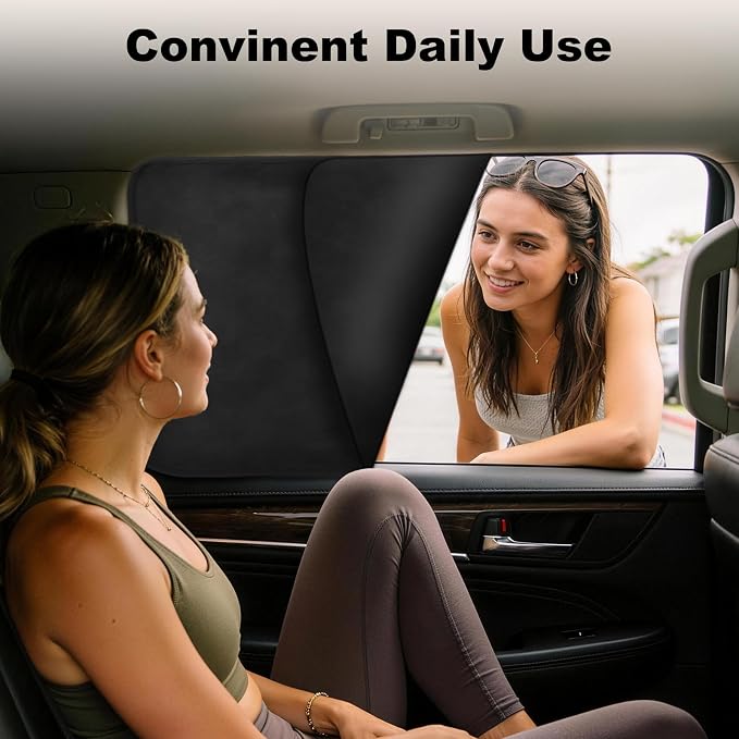 XCBYT Magnetic Car Rear Window Shades, 100% Blackout Privacy Suede | 2-Pack 100% blackout keeps the backseat cool for baby naps. Premium soft suede. Fits iron frames only (30.3x18.9") - Image 6