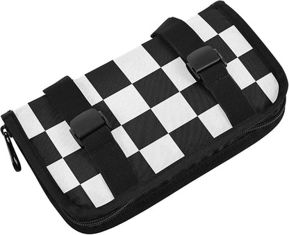 Car Tissue Holder Napkin Box Dispenser Storage Case Sun Visor Mask Holder With Adjustable Straps Reusable Refillable Checkered Black and White - Image 2
