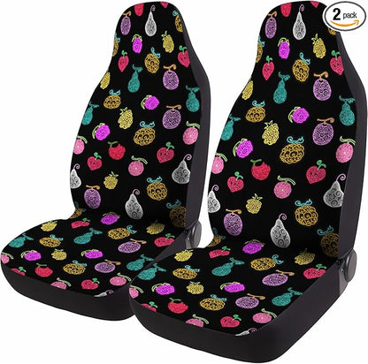 GENANY Fantasy Fruit Pattern Car Seat Covers, 2-Piece Front Seat Set | 2-piece polyester front seat cover set, each 35 x 21 x 21 inches, with adjustable straps and hooks by GENANY
