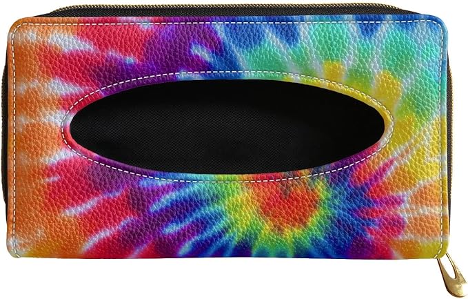 Biyejit Car Tissue Holder, Rainbow Tie Dye Premium Sun Visor Napkin Case, Hanging Car Accessories Used to Organize Paper Towels and Storage Small Items by Biyejit
