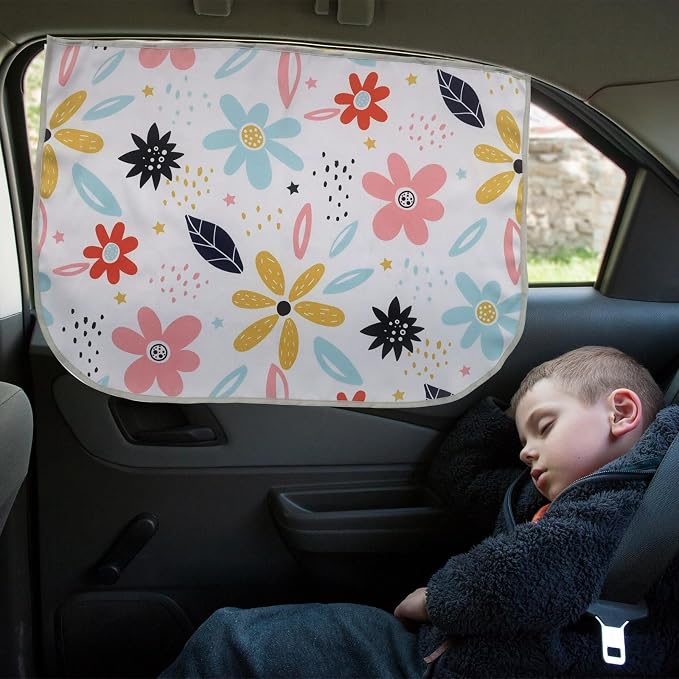 Car Window Shades for Side Windows Baby and Kids,Car Back Window Sun Shade Covers,Strong Magnetic Sunshades Curtains for Truck,27.5" x 19.5" (Flower) - Image 5
