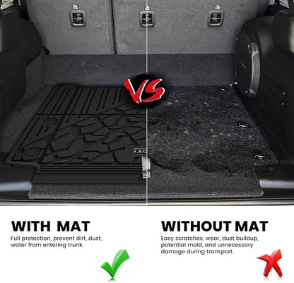 LASFIT Cargo Mat for Jeep Wrangler 4XE 2021-2025 4 Doors with Subwoofer | Plug-in Hybrid EV-Gas (PHEV), All Weather, TPE, Custom Fit, Trunk Mat, Cargo Liner, Black - Image 5