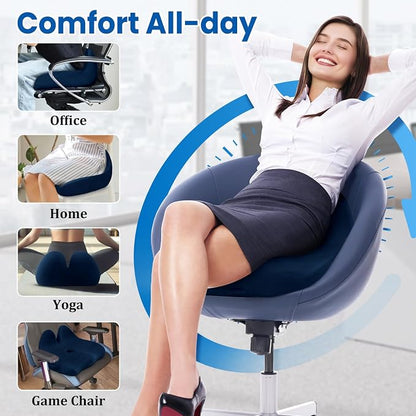CushZone Extra Large Seat Cushion, Sciatica Support for Office Chair, Blue | Ergonomic Office Chair Cushion for Hip & Tailbone Pain Relief, Memory Foam Cushion for Car, Long Trip, Desk Chair, Lab - Image 6