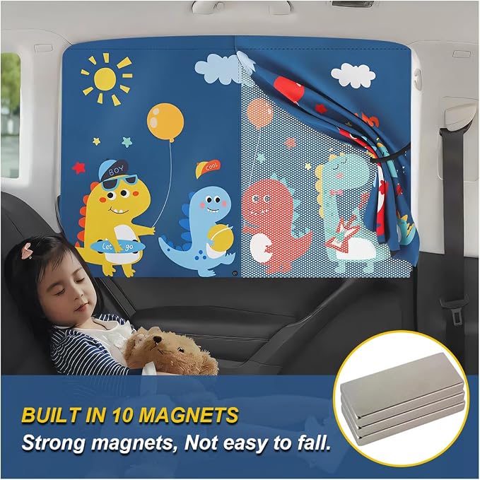 ZIMISI Car Window Shades, Magnetic Double Layer Window Screen for Baby Protection, UV Protection Privacy Blackout/Half Shade Car Window Covers, Auto Sun Shade Curtains Accessories (Blue) - Image 3