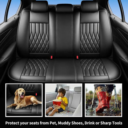 Fit Prius Car Seat Covers Compatible with Toyota Prius 2001-2025 2026 - Waterproof Breathable Leather Automotive Seat Cushions Protector,Airbag Compatible,Full Set 5 Seats(Black) - Image 3