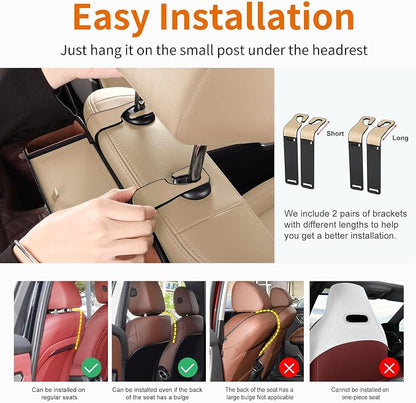 Car Seat Back Cup Holder, 4-in-1 Multifunctional Backseat Organizer with Tissue Box Storage & Hooks (Beige) - Image 5