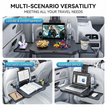 Car Back Seat Tray Table with Expandable Tray - 2-Sided Car Desk for Kids & Adults, Extra Wide & Sturdy Headrest Mount with Non-Slip Pad, Tablet/Laptop Holder for Road Trip, Eating, Working, Gaming - Image 5