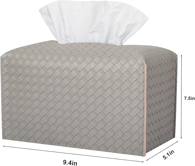 Tissue Box Cover Rectangle Leather Facial Paper Holder, Evergreen | PU Leather，Easy to Fill, Easy Clean, Decorative Cube Tissue Box Holder for Office, Bathroom,Kitchen, Living room, Guest room - Image 4